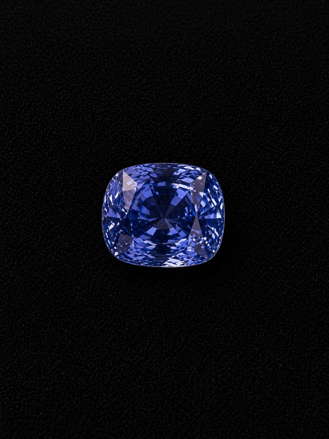 18.63 Cornflower Blue Ceylon Sapphire on a black velvet tray.